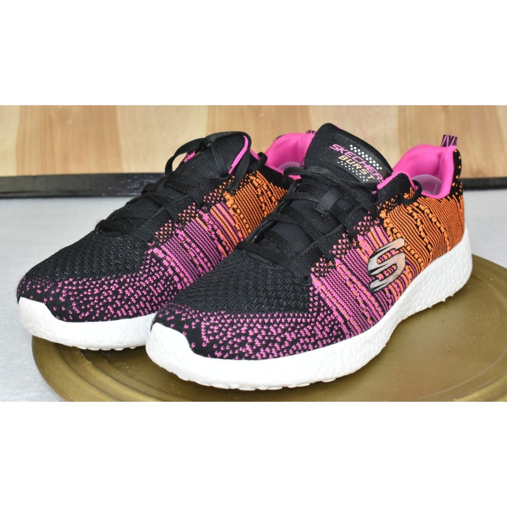 Skechers Burst Ellipse Women Shoes Size 9.5 Pink/Black /Orange Athletic Sneakers